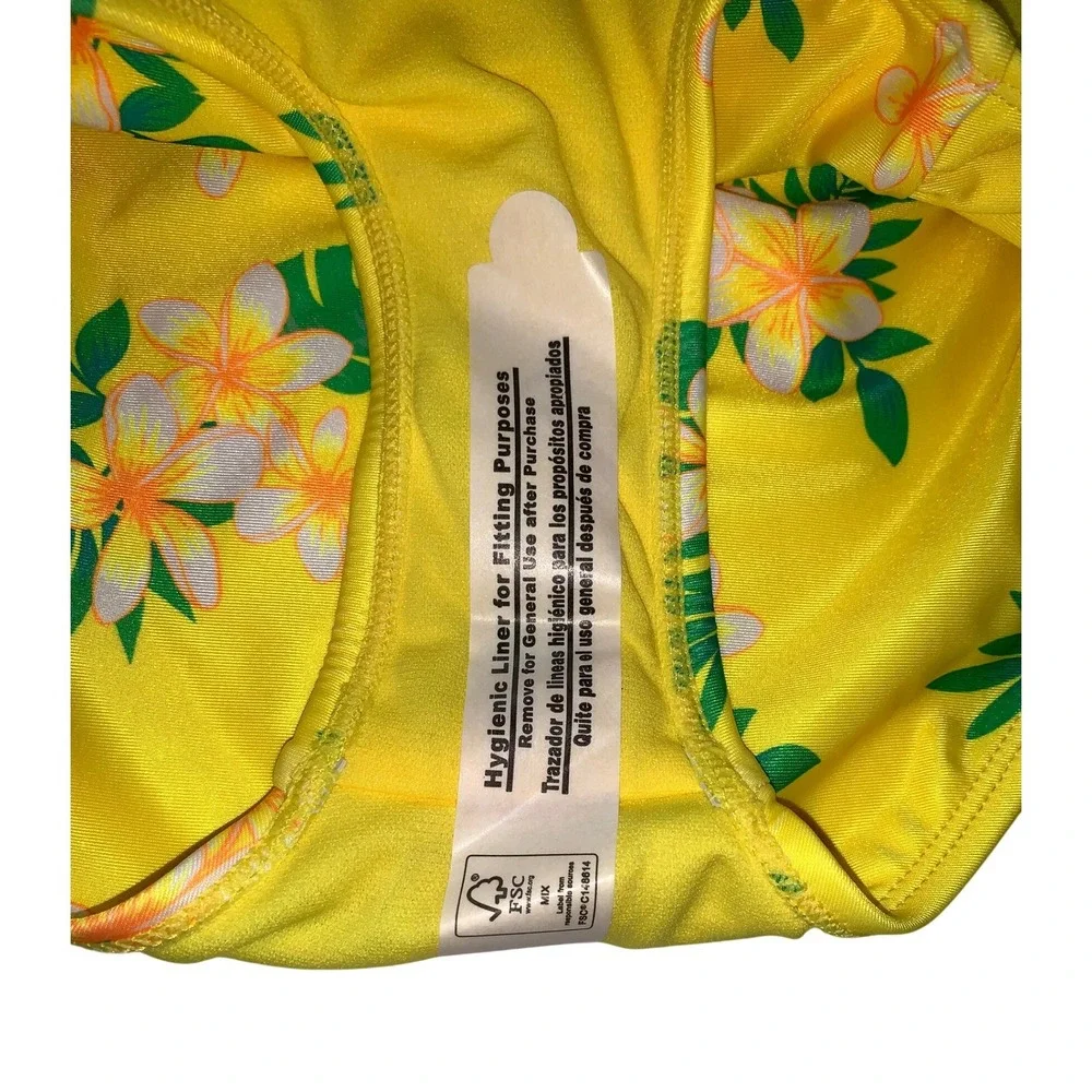 Ocean Gear Girls Orange Yellow Tropical Floral Puff Sleeve Bikini Set Size 6-6X
